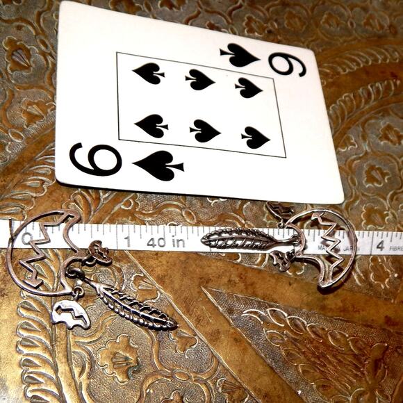 Vintage Native Folk Lore Tribal Bear & Feather Earrings - Picture 10 of 10